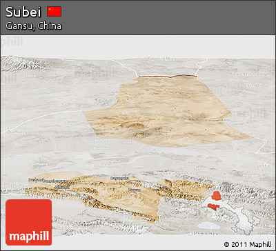 Satellite Panoramic Map of Subei, lighten, semi-desaturated