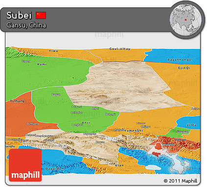 Satellite Panoramic Map of Subei, political outside