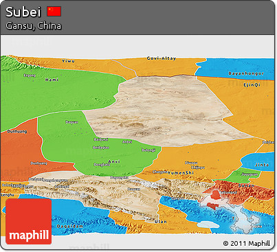 Satellite Panoramic Map of Subei, political outside