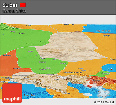Satellite Panoramic Map of Subei, political outside