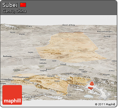 Satellite Panoramic Map of Subei, semi-desaturated