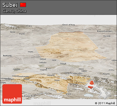 Satellite Panoramic Map of Subei, semi-desaturated