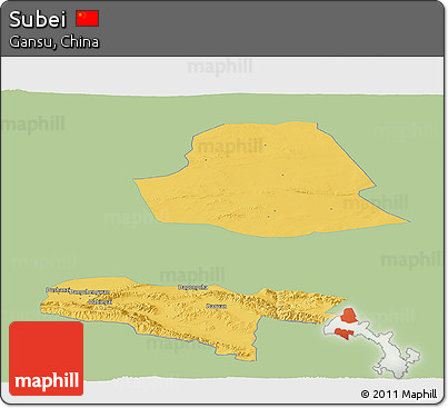 Savanna Style Panoramic Map of Subei, single color outside