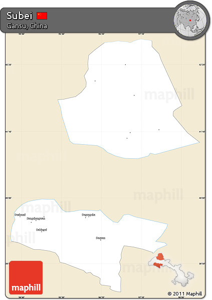 Classic Style Simple Map of Subei, single color outside