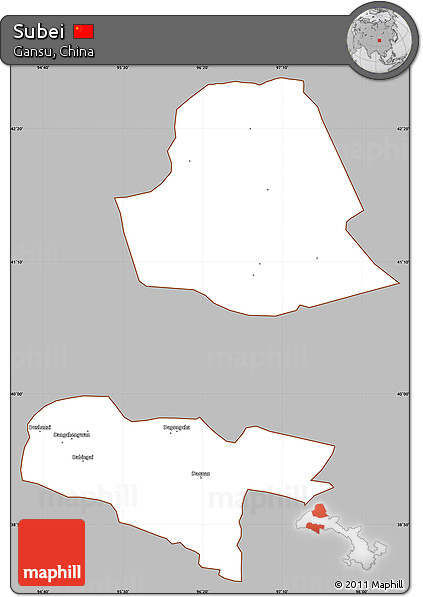 Gray Simple Map of Subei, cropped outside
