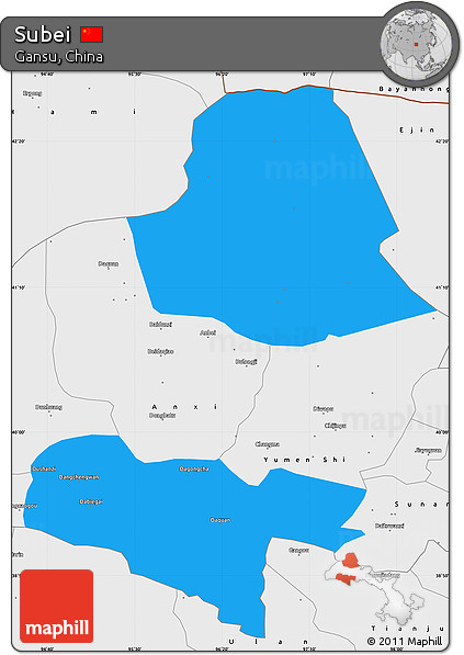 Political Simple Map of Subei, single color outside, borders and labels