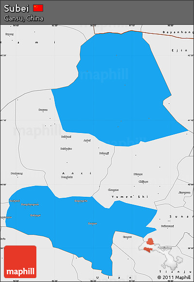 Political Simple Map of Subei, single color outside, borders and labels
