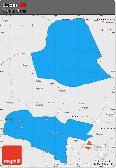 Political Simple Map of Subei, single color outside, borders and labels