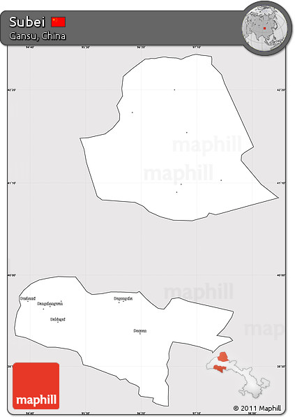 Silver Style Simple Map of Subei, cropped outside