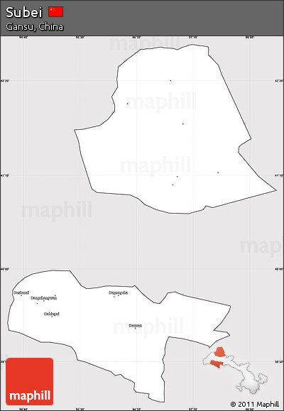 Silver Style Simple Map of Subei, cropped outside
