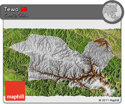 Physical 3D Map of Tewo, satellite outside