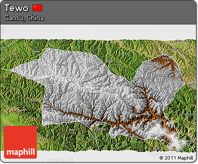 Physical 3D Map of Tewo, satellite outside