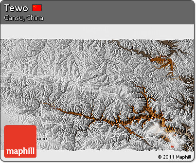 Physical 3D Map of Tewo, semi-desaturated
