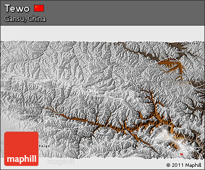 Physical 3D Map of Tewo, semi-desaturated