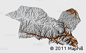 Physical 3D Map of Tewo, single color outside