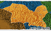 Political 3D Map of Tewo, darken