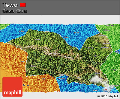 Satellite 3D Map of Tewo, political outside