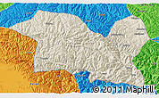 Shaded Relief 3D Map of Tewo, political outside