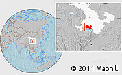 Gray Location Map of Tewo, highlighted parent region, hill shading