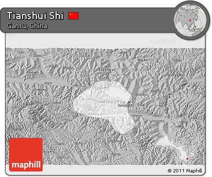 Gray 3D Map of Tianshui Shi