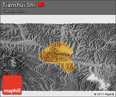 Physical 3D Map of Tianshui Shi, desaturated