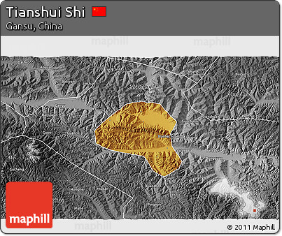 Physical 3D Map of Tianshui Shi, desaturated