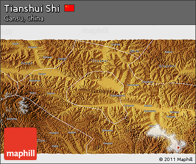 Physical 3D Map of Tianshui Shi