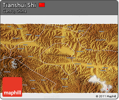Physical 3D Map of Tianshui Shi