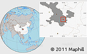 Gray Location Map of Tianshui Shi, highlighted country, highlighted parent region