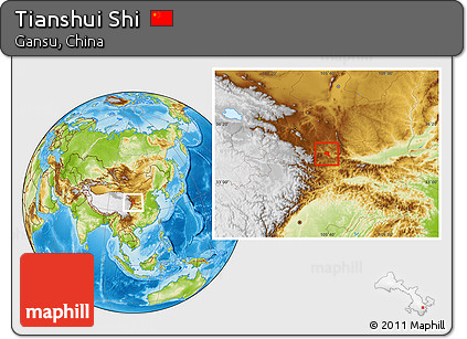 Physical Location Map of Tianshui Shi