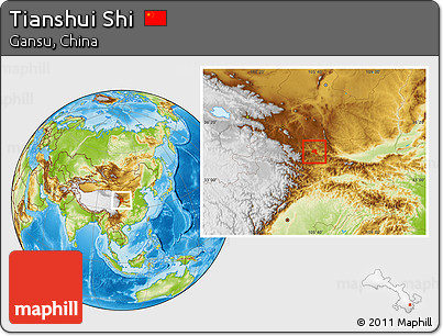 Physical Location Map of Tianshui Shi