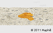 Political Panoramic Map of Tianshui Shi, shaded relief outside