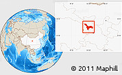 Shaded Relief Location Map of Tianzhu, highlighted country