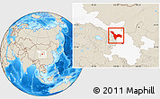 Shaded Relief Location Map of Tianzhu, highlighted parent region