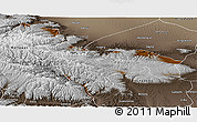 Physical Panoramic Map of Tianzhu, semi-desaturated
