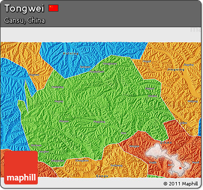 Political 3D Map of Tongwei