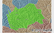 Political 3D Map of Tongwei, semi-desaturated
