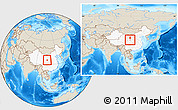 Shaded Relief Location Map of Tongwei, highlighted country, within the entire country