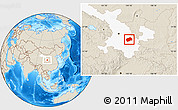 Shaded Relief Location Map of Tongwei, highlighted parent region