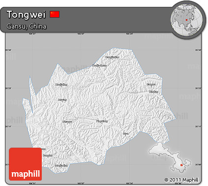 Gray Map of Tongwei, single color outside