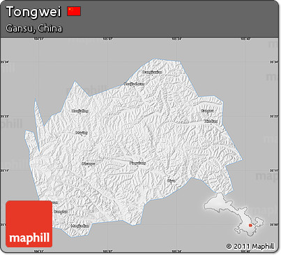 Gray Map of Tongwei, single color outside