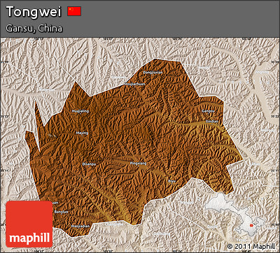 Physical Map of Tongwei, lighten