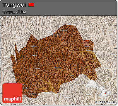 Physical Map of Tongwei, lighten