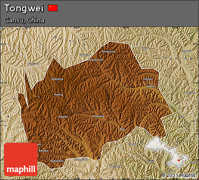 Physical Map of Tongwei, satellite outside