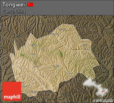 Satellite Map of Tongwei, darken
