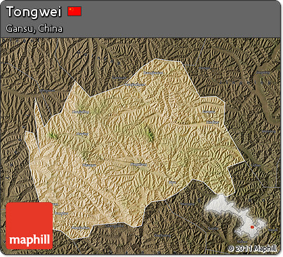 Satellite Map of Tongwei, darken