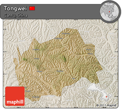 Satellite Map of Tongwei, lighten