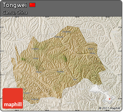 Satellite Map of Tongwei, lighten