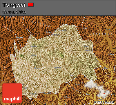 Satellite Map of Tongwei, physical outside