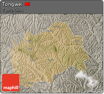 Satellite Map of Tongwei, semi-desaturated